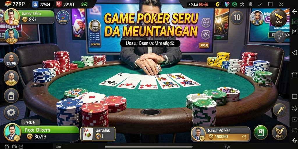 Tampilan gameplay Poker yang menarik dan menantang di 77RP.