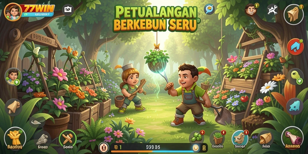 Tampilan gameplay seru dari 77WIN dengan berkebun yang menyenangkan.