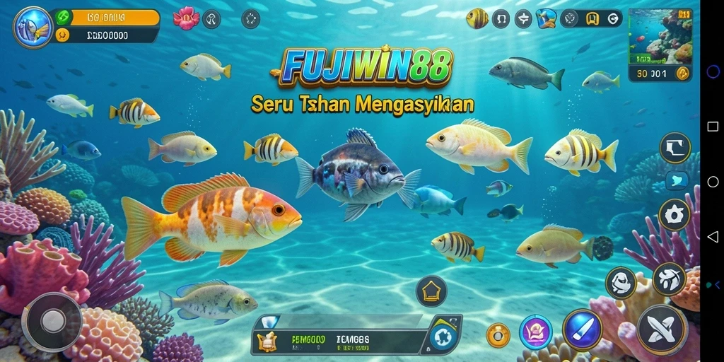 Tampilan gameplay seru dengan aksi menembak ikan di FUJIWIN88.