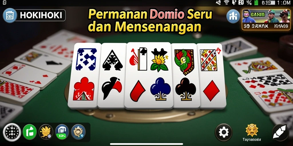 Screenshot gameplay HOKIHOKI menampilkan pertandingan domino yang seru.