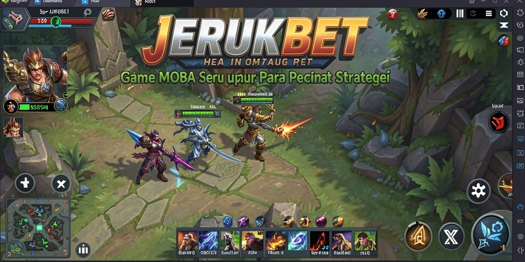 Screenshot gameplay JERUKBET dengan pertarungan tim yang seru.