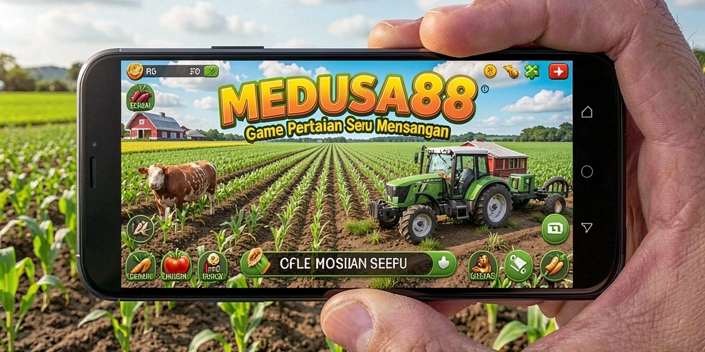 Tangkapan layar menampilkan gameplay seru MEDUSA88 di dunia pertanian.