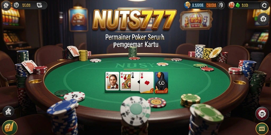 Tampilan gameplay seru di NUTS777 dengan aksi Poker yang menarik.
