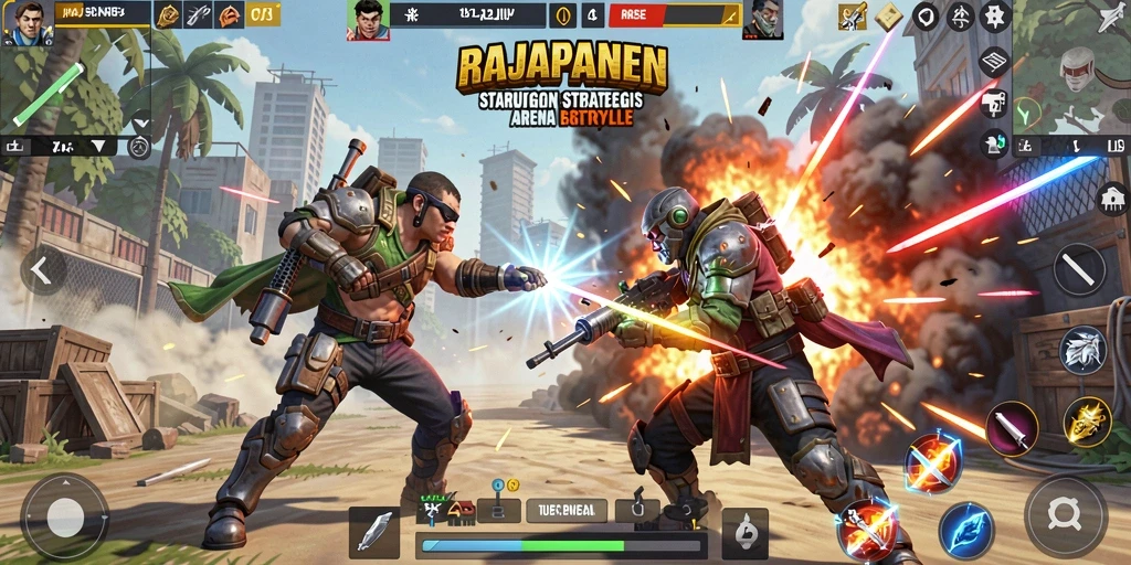Tangkapan layar menunjukkan aksi mendebarkan dalam permainan Battle Royale.