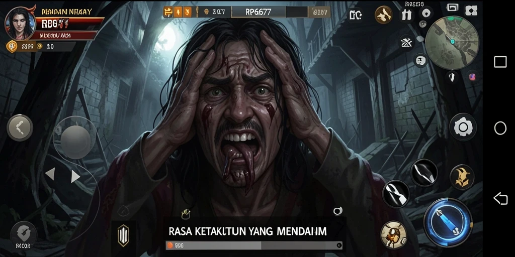 Tangkapan layar gameplay menunjukkan suasana menyeramkan dan mencekam dari RP6677.
