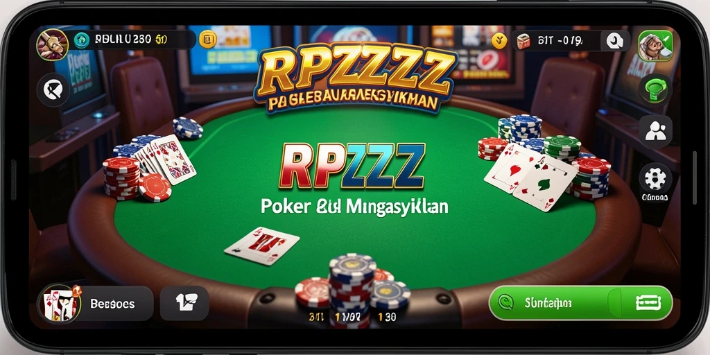 Tangkapan layar gameplay poker dengan antarmuka pengguna yang menarik.