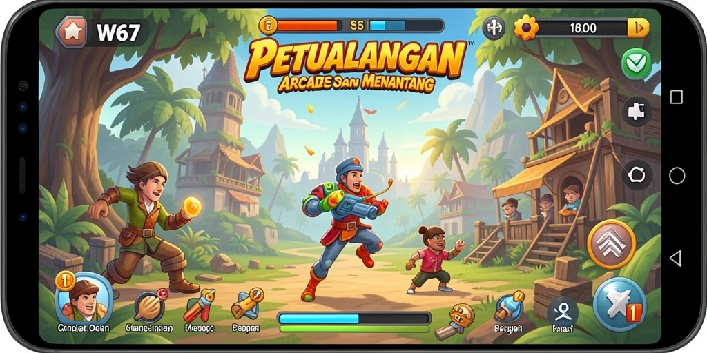 Tampilan gameplay W67 yang menantang dan seru.